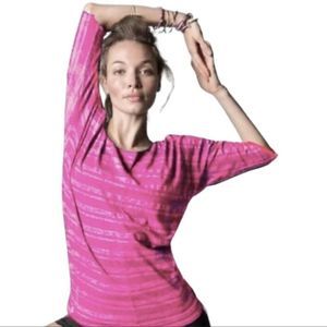 Athleta Tunic shirt women’s small pink Dory striped dolman sleeve shimmer